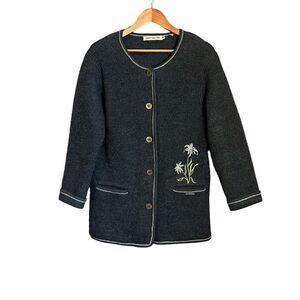 Gaddy Collection grey 100% wool long cardigan